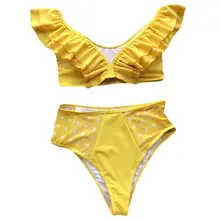 Бикини купальник с открытыми плечами сексуальные модные купальники пляжная одежда рукава в виде листьев лотоса пуш-ап женские трусы с высокой талией бюстгальтер жилет
