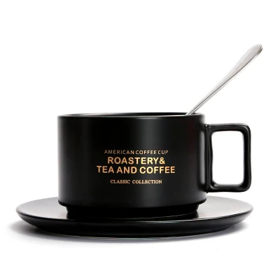Творческий американский стиль Кофейные Наборы с ложкой Континентальный чайный набор чашек простой бытовой матовый цвет керамические кофейные чашки подарок - Цвет: 6