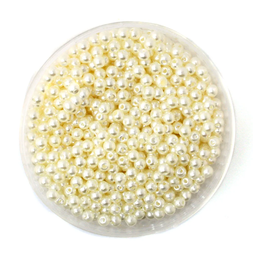 

4/6/8/10MM ABS Ivory Imitation Pearl Beads Wholesale Round Plastic Ball European Spacer Hole Beads For DIY Jewelry Making