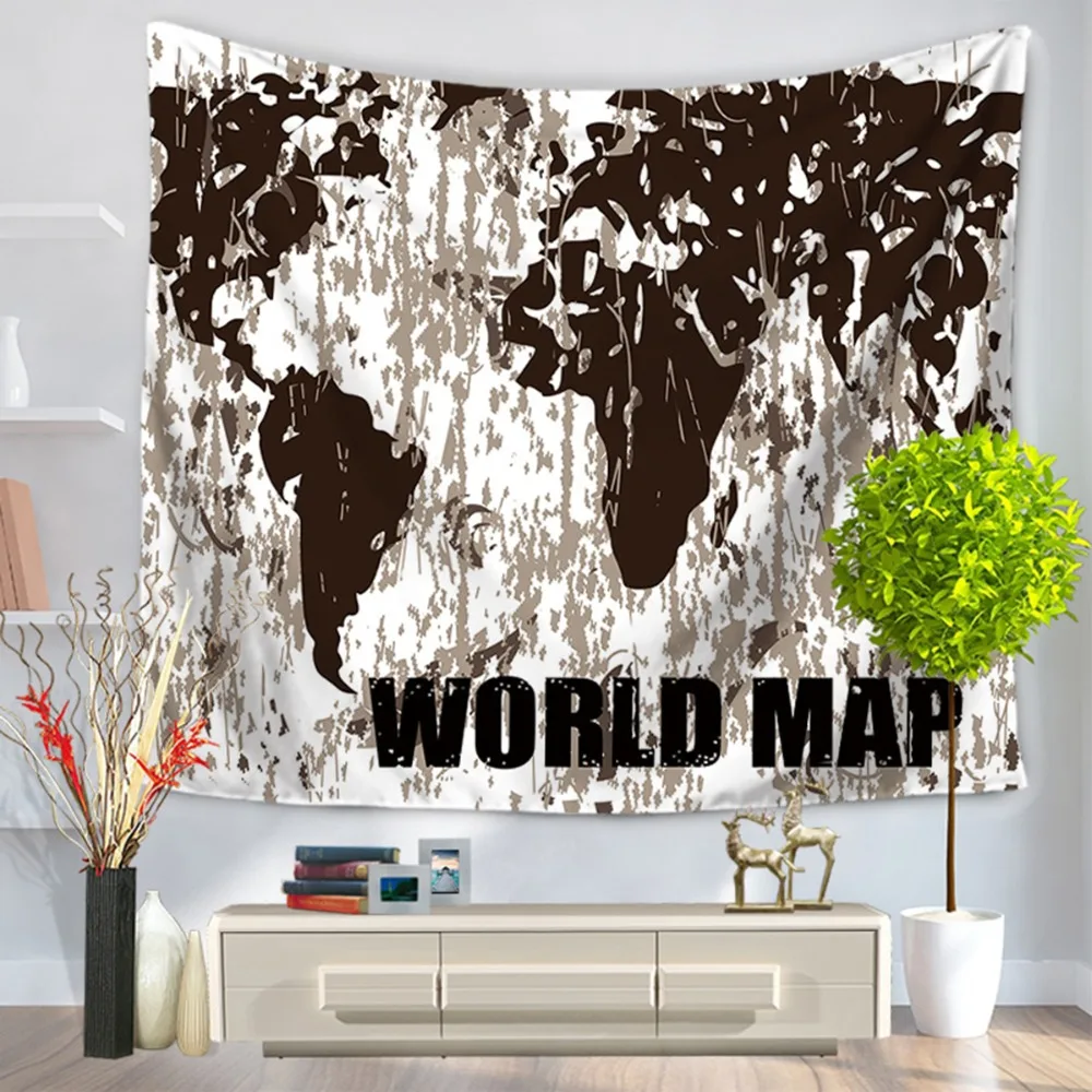 Polyester Wall Hanging World Map Tapestry Colorful World Map Tapestry