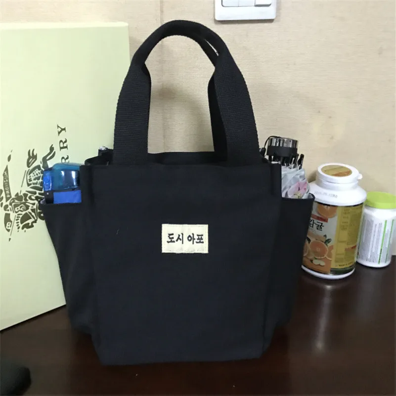 

High Quality Canvas Mommy Handbag Lunch Bag New Large Capacity Picnic Food Snack Bag Simple Practical Women Men lunch Bags