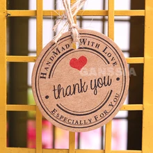 200 шт/партия(СО ШНУРАМИ) Диаметр 3,5 см Спасибо серия Подарочная бирка крафт-бумага ручной работы упаковочные бирки закладки поставки(ss-1465