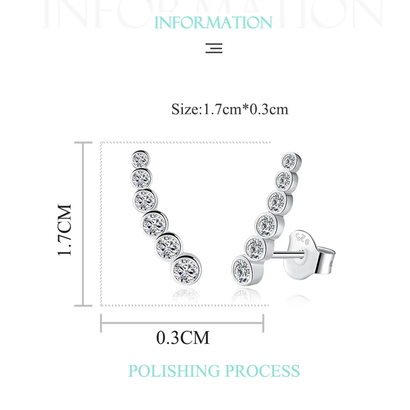 ELESHE Christmas Gift 100% 925 Sterling Silver Stud Earrings For Women Round Crystal Earrings Fashion Jewelry Pendientes Mujer