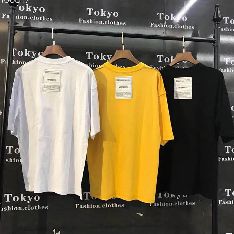

Vetement T Shirt Solid Men Women High Street Top Quality Embroidery T-shirt Oversize Vetements Solid T-shirt