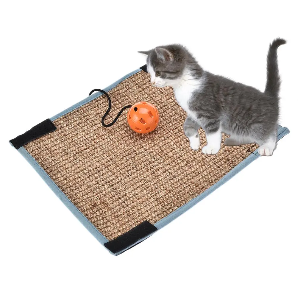 Сизаль соломенный коврик кошка царапина коврик с шариком может быть зафиксирован различные ножки стола домашнее животное кошка игрушка случайный цвет мяча коврик
