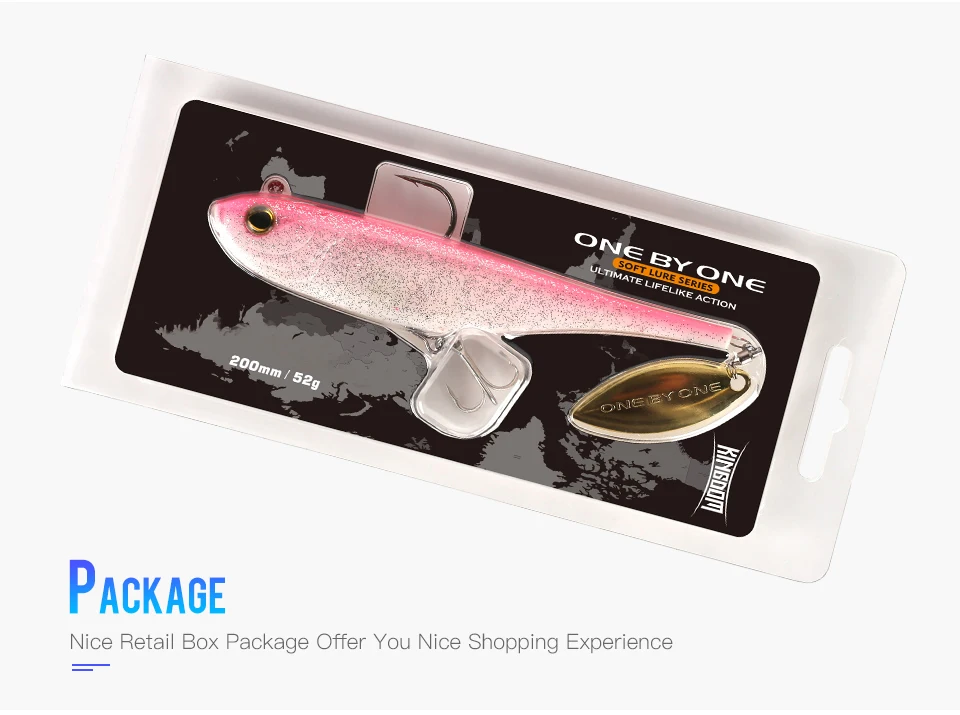 Kingdom Fishing Lures Spinator Soft Lure 200mm 52g wobblers With Spoon On Tail Sinking Action Artificial Bait PVC Material Fishing Lure (9)