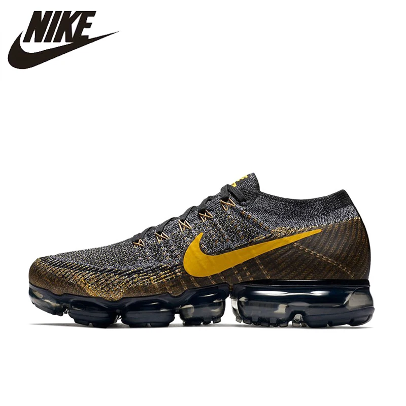 

Nike Air Vapormax Flyknit Men's Running Shoes, Outdoor Sneakers Shoes, Black & Yellow, Non-Slip, Breathable 849558 009