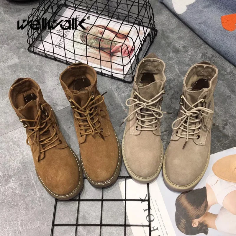 

Ankle Boots For Women Genuine leather Martin Boots Ladies Lace Up Botas Mujer Cowboy Booties Mujer Chelsea Winter Casual Shoes