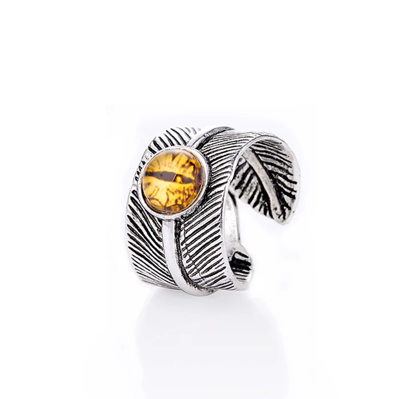 Qevila Fashion Punk Rings Five Color Alloy Vintage Gothic Evil Eye Rock Rings Hiphop Adjustable Rings for Women Men Jewelry Gift (8)