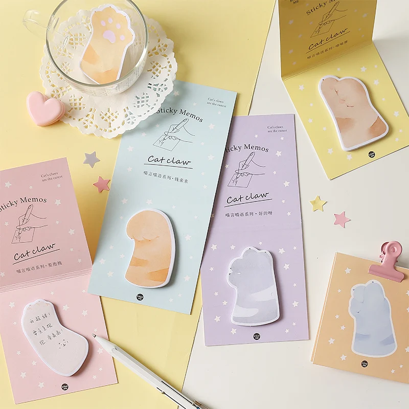 

6 pcs Cartoon Cat claw sticky note Cute mini memo pad Post stickers planner Marker it Stationery Office School supplies A6510