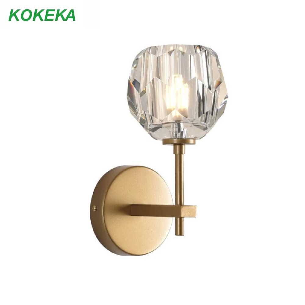 

Wall Lamp Crystal Lampshade Wrought Iron Shade G9 5W LED Source for Bedroom Balcony Stairs Living Room Home Decoration Crystal
