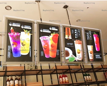 

SILVER ACRYLIC FRAME LED ILLUMINATE MENU BOARDS A2 RESTAURANT LED ADVERTISING MENU LIGHT BOX SIGNS