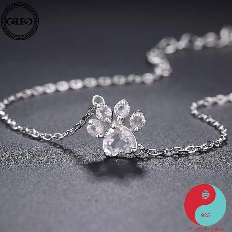 

Cute Real Pure 925 Sterling Silver Bracelet women animal pet cat Claw Hibiscus Stone Micro Inlay Luck Bracelet Fine Jewelry