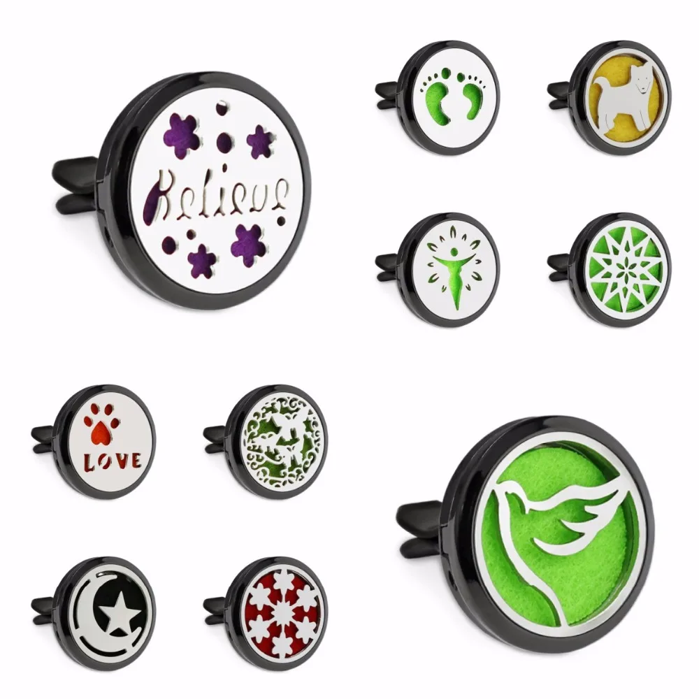 

Moon Stars 30mm Rose Gold Color Black Color Essential Oil Car Diffuser Locket Vent Clip Aromatherapy Perfume Locket 10pcs Pads