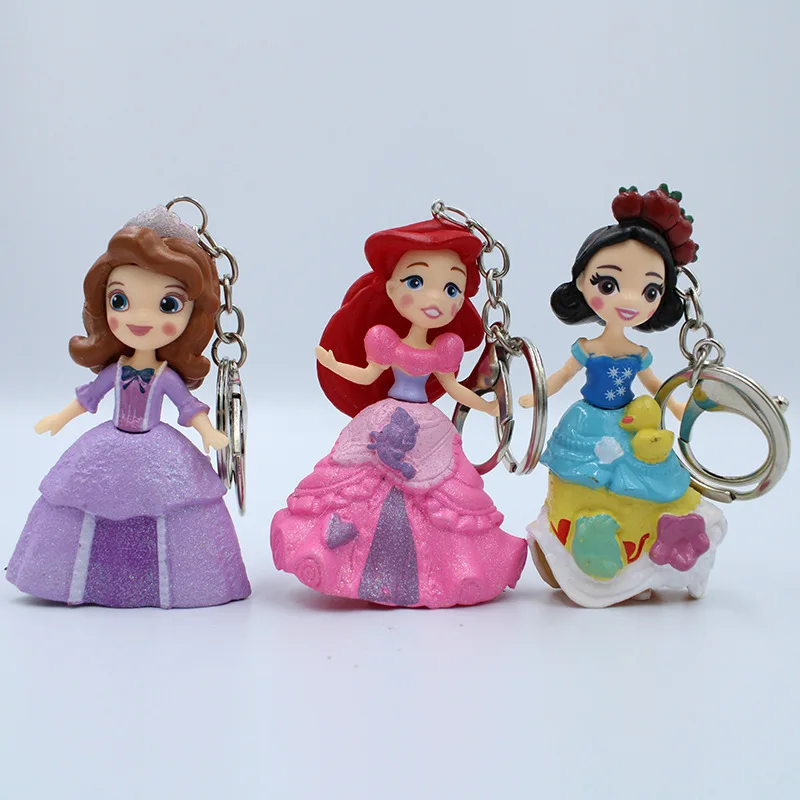 Disney princess cartoon keychain pendant doll Accessories Frozen Elsa Anna bag pendant model girl gift figure pendant Sofia