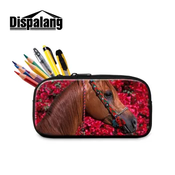 

Dispalang Horse Print Women Cosmetic Bag Kids Zipper Pencil Bag Animal Large Pencil Case Children Gift Stationery