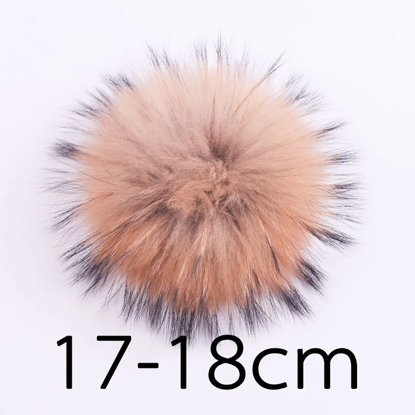 MPPM 12 цветов енотовый мех шары помпоны для шапки с пряжкой Настоящий мех енота шары помпоны 15-16 см 17-18 см - Цвет: 04