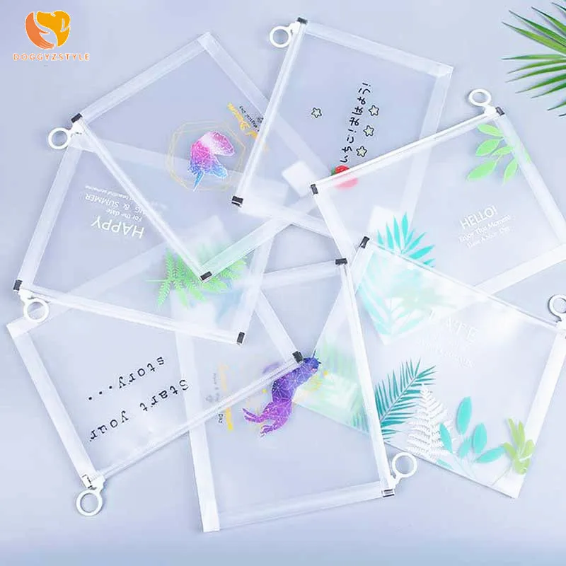 

6 pcs Cartoon New Transparent Waterproof Storage Bag A4 A5 File Folder Document Filing Bag Stationery Bag Case Box