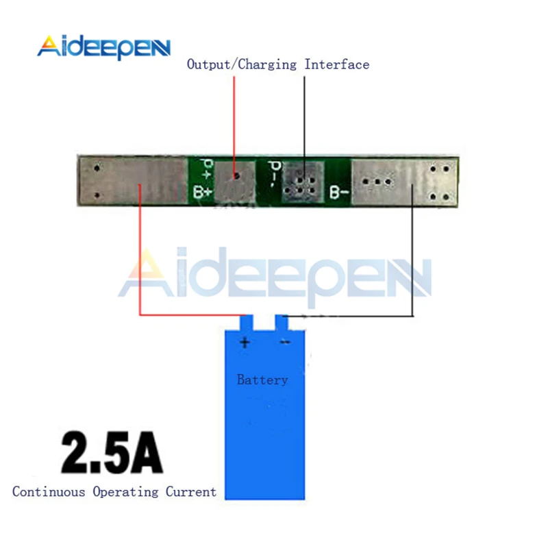 5 шт. 1S 3,7 V 2.5A Защитная плата для литиевых батарей BMS PCM PCB полимерный модуль для защиты от избыточного заряда литий-ионного аккумулятора