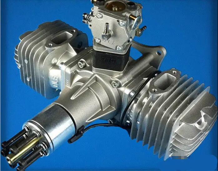 Двойной бензиновый двигатель DLE111 111cc с электронным зажиганием и глушителем для