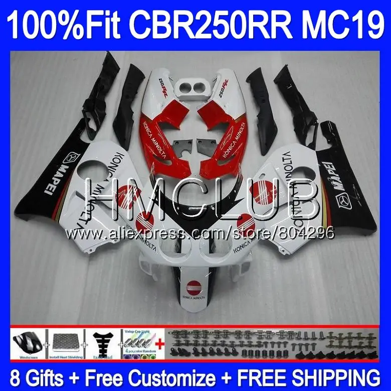 

Injection Body For HONDA CBR 250RR 250R CBR250 RR 88 89 87HM.11 CBR 250 RR MC19 CBR250R KONICA red CBR250RR 1988 1989 Fairing