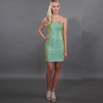 

Simple Cheapest Cocktail Party Dresses Strapless Above Knee Length Green Taffeta Short Mini Party Dresses Vestidos De Coctel