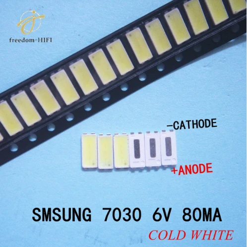 200pcs Samsung 7030 6V FOR repair tcl LCD TV LED backlight Article lamp SMD LEDs Cold white light emitting diode | Лампы и освещение