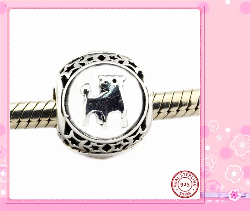 Настоящее серебро 925 проба Majestic aurus Star Sign ажурная бусина-Шарм DIY Fit PANDORA Подвески для женщин Изготовление ювелирных изделий FL416