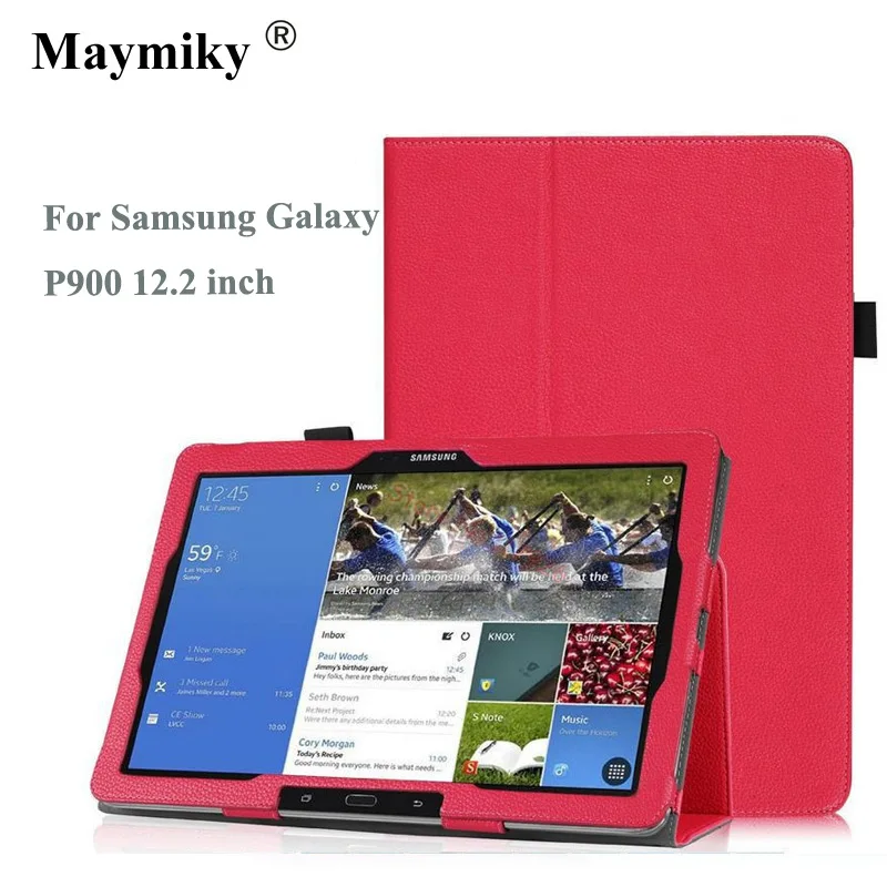 

Folio Soft Lichee Pattern Leather Stand Case Cover For Samsung Galaxy Note Pro 12.2 P900 P901 SM-P900 12.2" Tablet case+ Pen