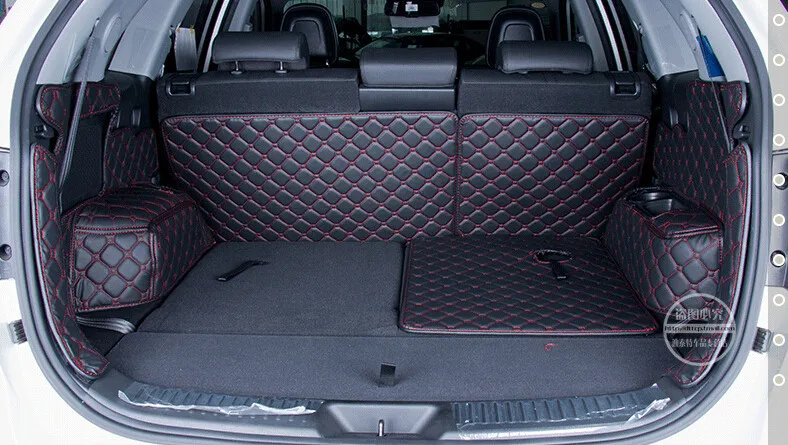 Посвященный багажнике автомобиля коврики для Kia Sorento 7 мест 2013 Прочный водонепроницаемый кожа багажа Коврики Для Sorento 2014 полный окружении