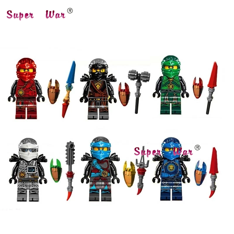 6PCS DECOOL Ninja Weapon Kai Cole Jay Zane Lloyd Nya building blocks lepin action set model bricks Baby toys for children baby-building-blocks