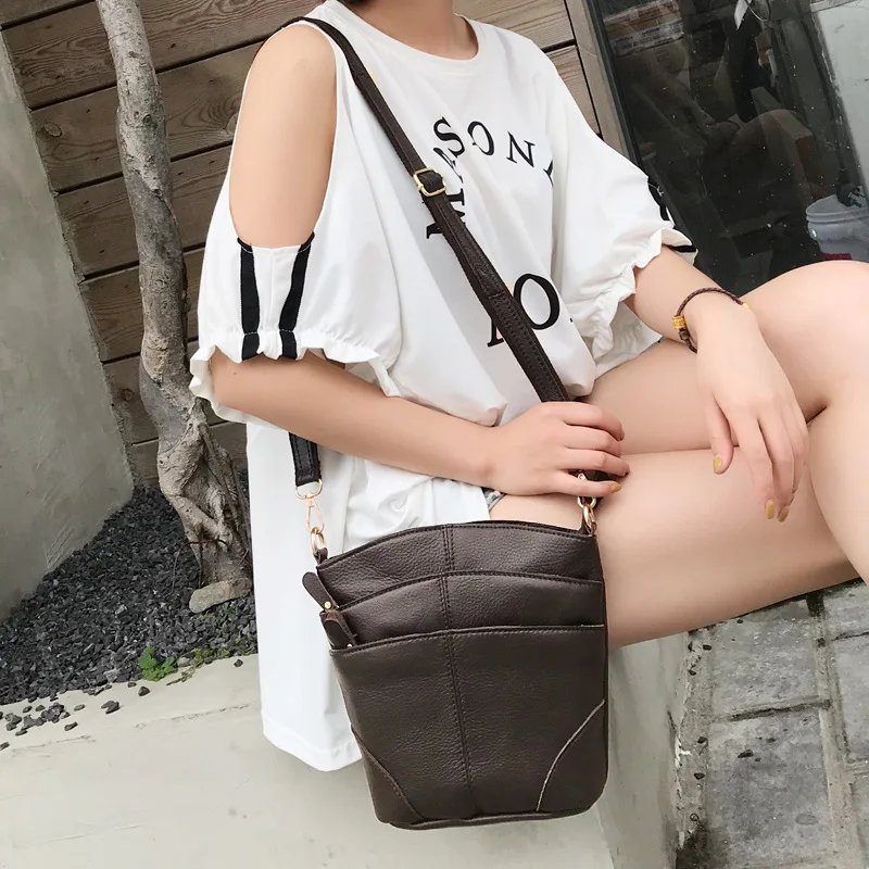 

Leather Shoulder Bags First Layer High Quality Genuine Cow Flap Women Mummy Casual Messenger Bag Handbag Female Crossbody