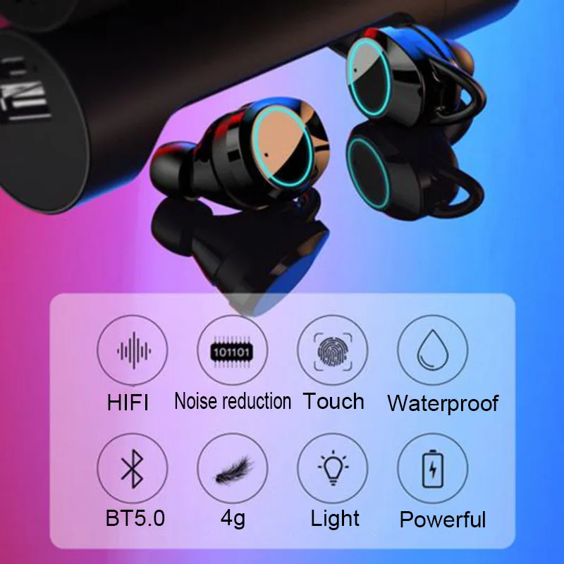 Touch Control TWS 5.0 Bluetooth 5.0 Earphone EDR Mini Twins Stereo Microphone True Wireless Earbuds for All Smart Phone Earpiece