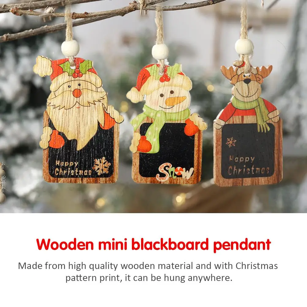 

2PCS Christmas Wooden Blackboard Pendants Ornaments Xmas Tree Ornament DIY Wood Crafts Kids Gift for Home Christmas Party Decor