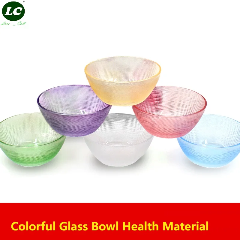 

6pcs Glass Bowl 380ml Colorful Glass Salad Bowl Rice Dessert Soup Bowl Fruit Colored Glass Bead Bowl Set