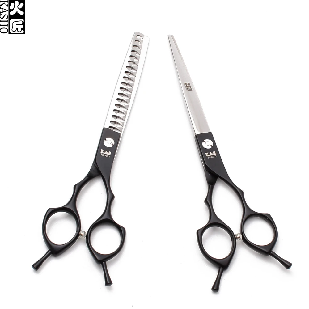 

6.5" KASHO JP 440C Black Puppy Grooming Scissors Straight Shears Thinning Scissors Animal Shears Professional Pet Scissors H9029