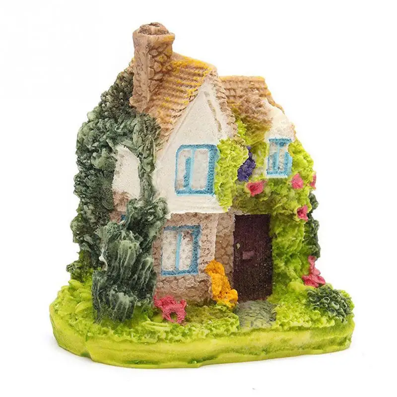 Искусственный Мини домик миниатюрное ремесло из смолы украшение для домашнего