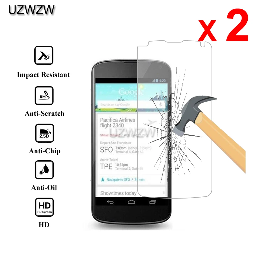 

2pcs For LG Nexus 4 Mako Optimus Nexus IV E960 Tempered Glass Protective Glass Film Screen Protector For LG Nexus 4 Glass