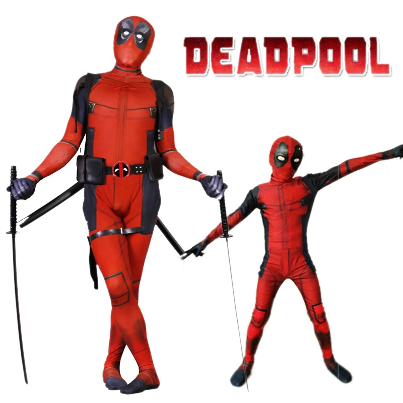 

Kid/adult Deadpool 2 Cosplay Costume Man Bodysuit Halloween Zentai Suit Skin Tight Suits Spandex Jumpsuit Lycra Full Body