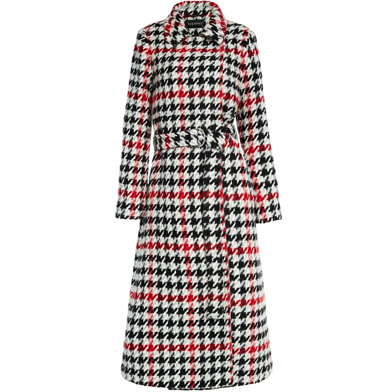 houndstooth overcoat women's