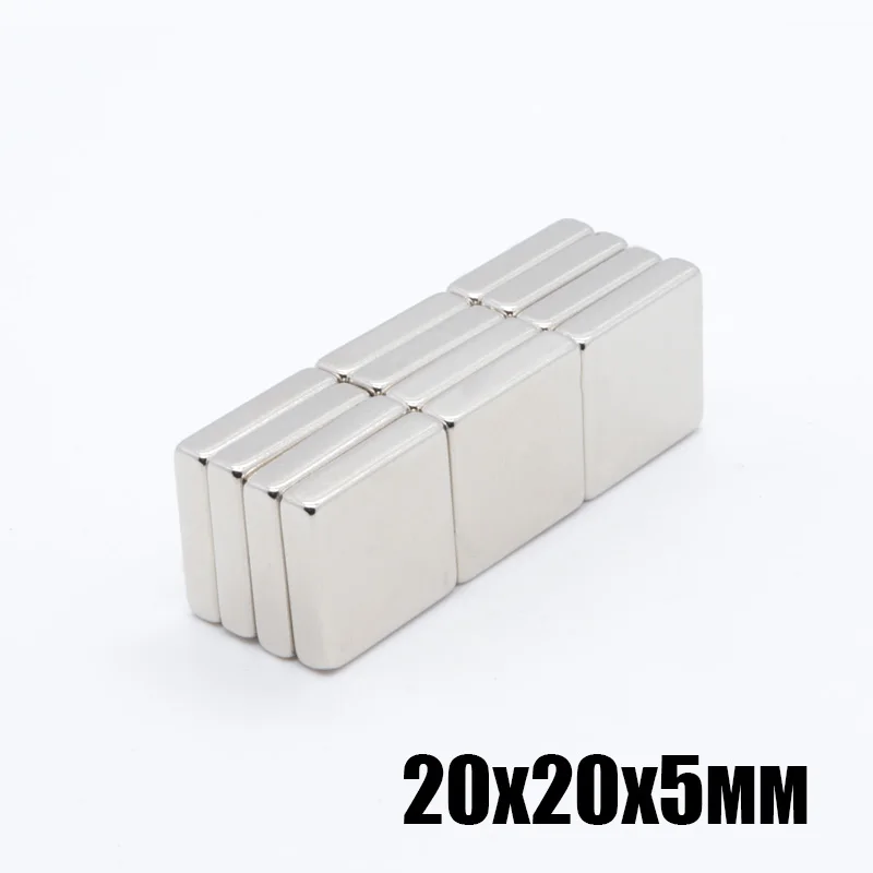 

10pcs 20x20x5 mm Super Powerful Strong Rare Earth Block NdFeB 20x20x5 mm Magnet Neodymium N35 Magnets 20*20*5 mm Free Shipping