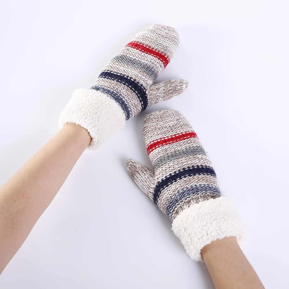 1 пара Женские перчатки для девочек Варежки вязаные плюшевые утепленные теплые модные зимние перчатки XIN-доставка
