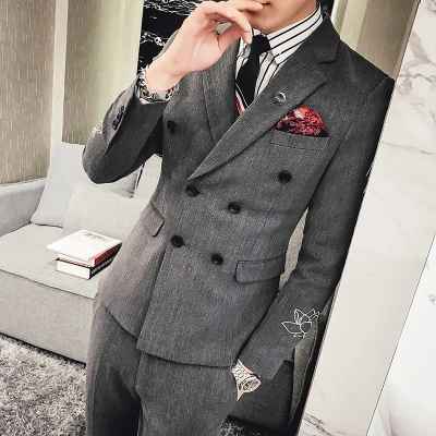 مزدوجة الصدر الدعاوى الرجال Ternos Masculinos أحدث معطف بانت تصاميم المطرزة السترة يتأهل رجل الدعاوى الزفاف دعوى 2019