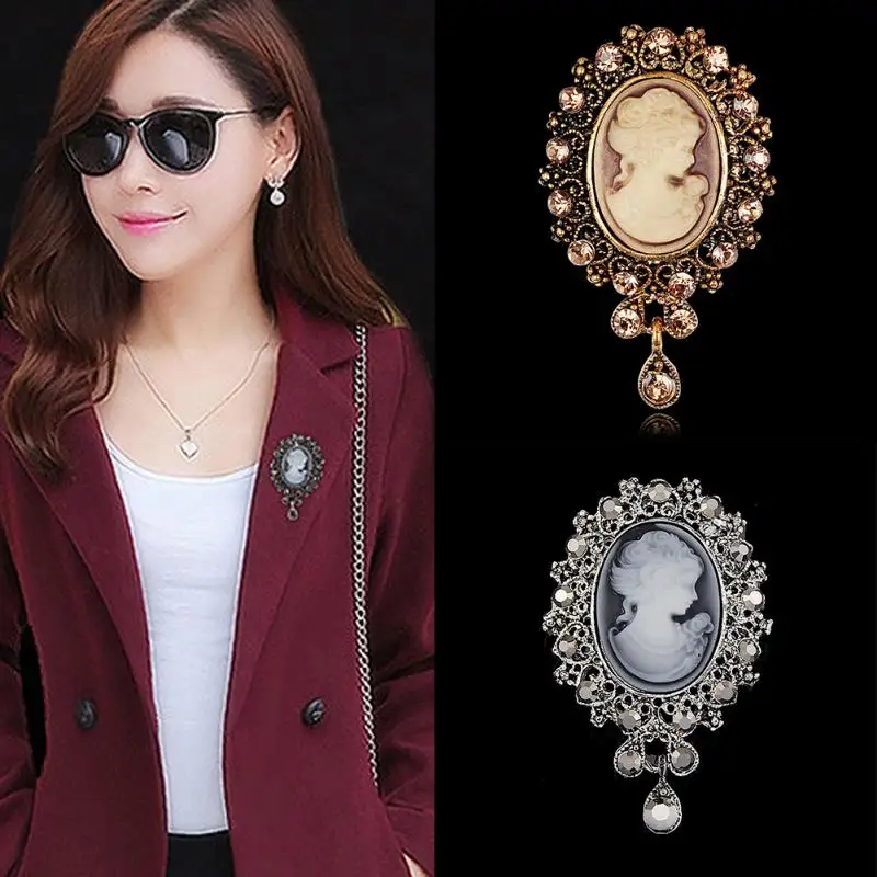 

imixlot 1pc Vintage Brooches Pendant Broche For Women Flower Figure Lapel Pin Victorian Style Jewellry Party Wedding Accessories
