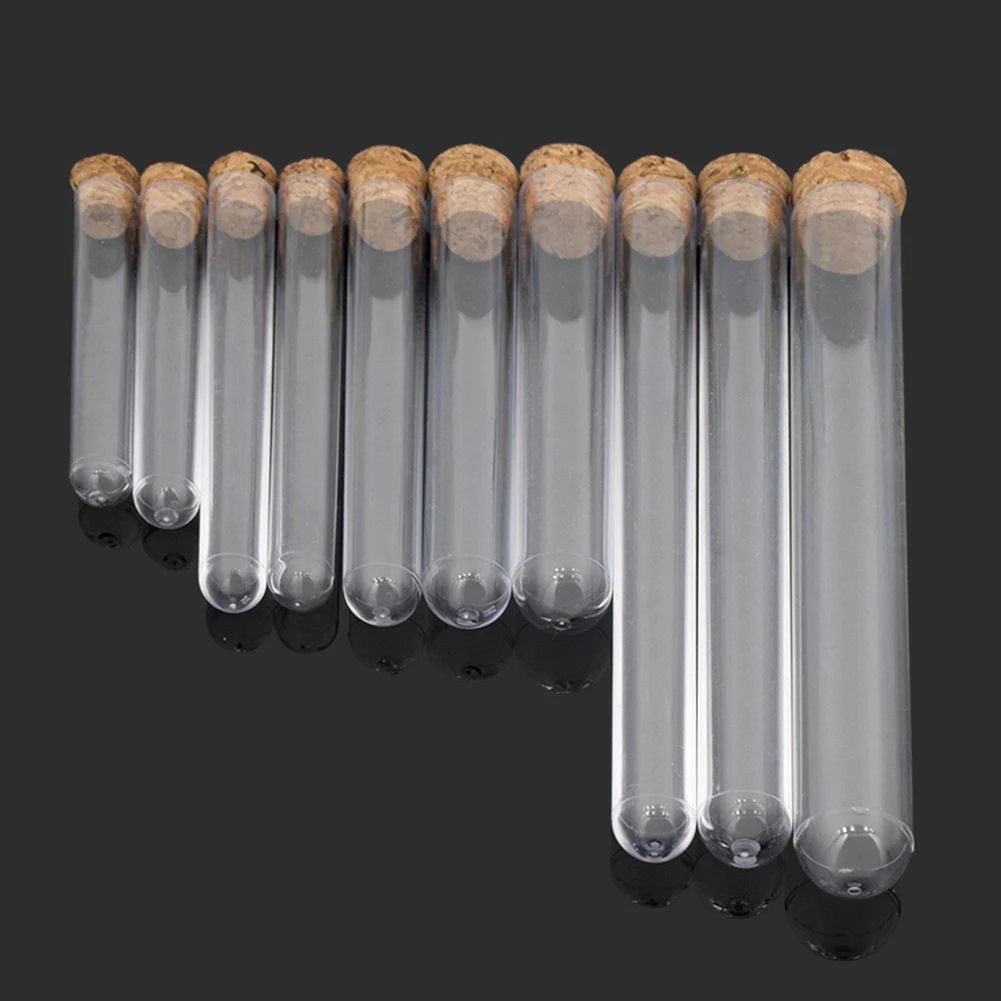 20 pcs ممتازة البلاستيك شفافة اختبار أنابيب مع الفلين سدادات زجاجات لالحلوى الفاصوليا المخازن أو مختبر اللوازم المدرسية