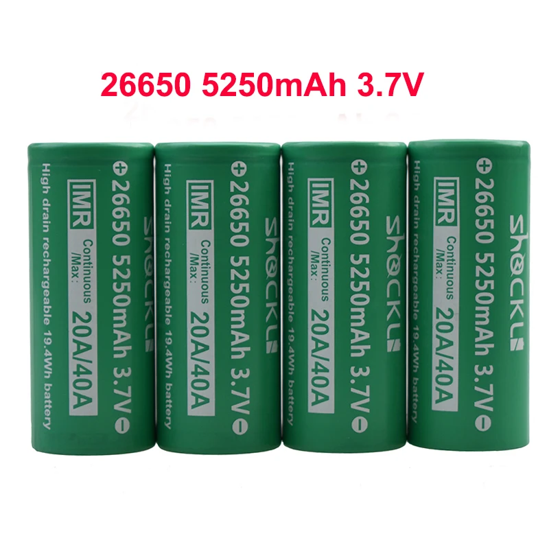 Shockli 26650 5250mAh 3,7 v литий-ионная аккумуляторная батарея 30A 40A 26650 литиевая батарея для фонариков высокой мощности