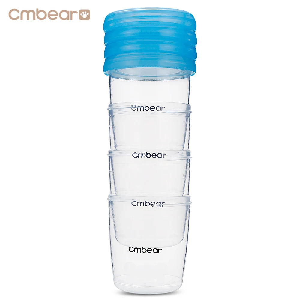 

Cmbear 4pieces Baby Breast Milk Storage BPA Free PP Bottle Collection Infant Newborn Food Freezer Container 180ml