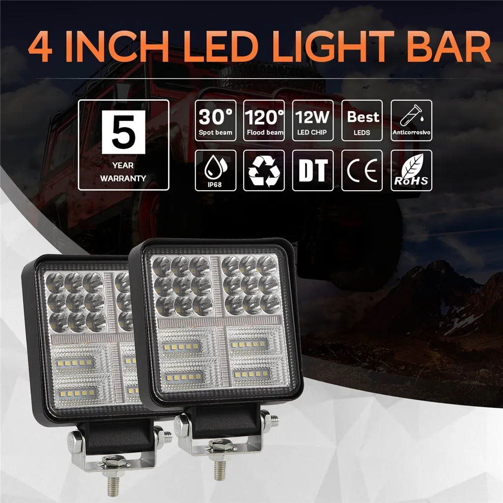 

Square 4 Inch Car LED Work Light 162W LED Daytime running light Spot Beam Offroad Driving Light Bar Auto Accessorie