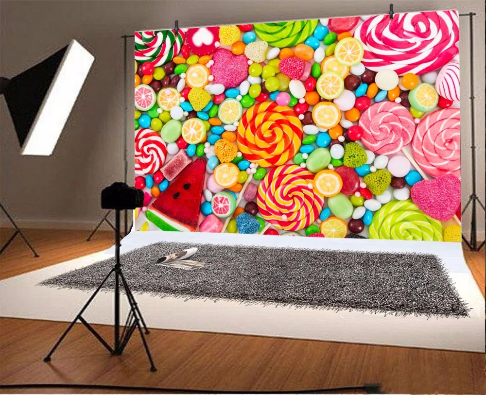 Laeacco Candy Lollipops Baby Children Birthday Party Photography Backgrounds Customized Photographic Backdrops For Photo Studio 
