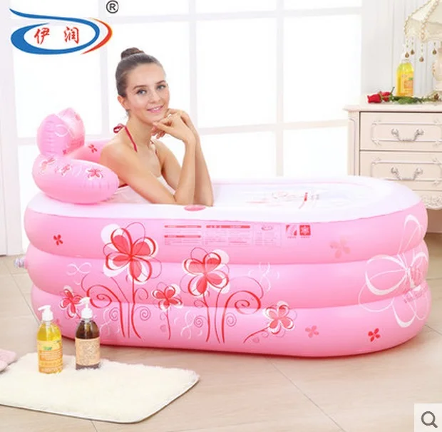 Size 130*75*70cm With Hand Pump Thickening Inflatable Bathtub Folding Tub Bath Basin Plastic Bucket | Дом и сад